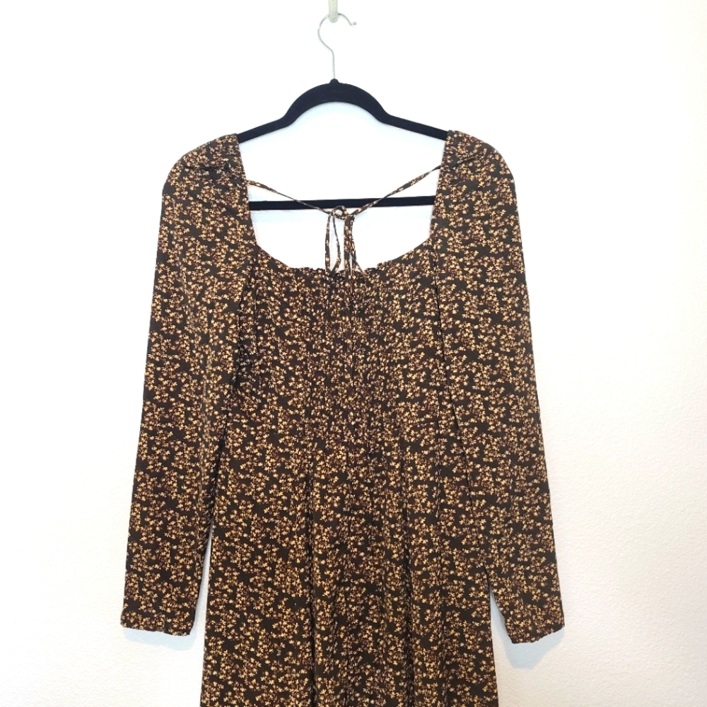 Anthropologie x OPT Lenon Floral Midi Dress In Brown Size 4 - Picture 6 of 11